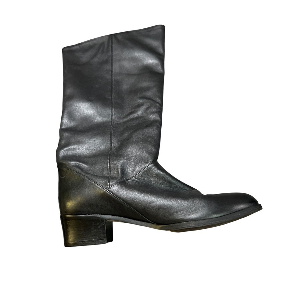 Shara Black Leather Mid-Calf Boots | Size 8.5 | Made in Argentina
